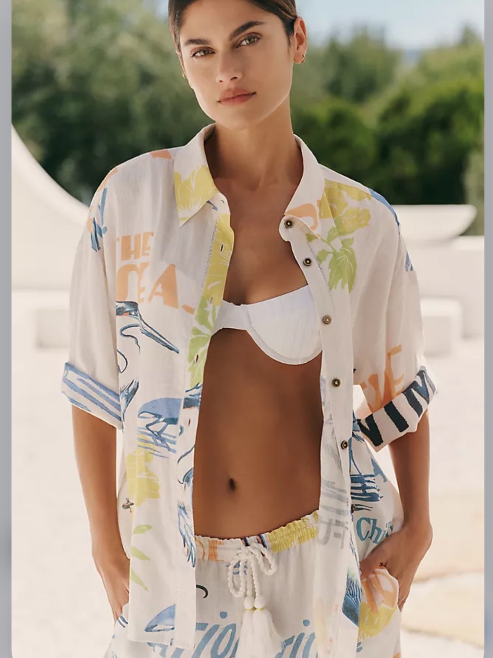 NWOT Celandine Linen Blend Buttondown Beach Shirt